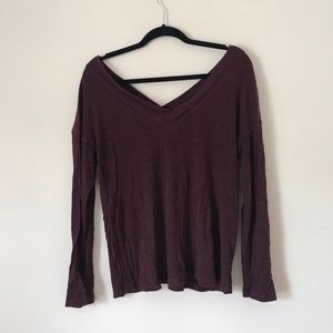 Maroon Market and Spruce V neck and Back Top